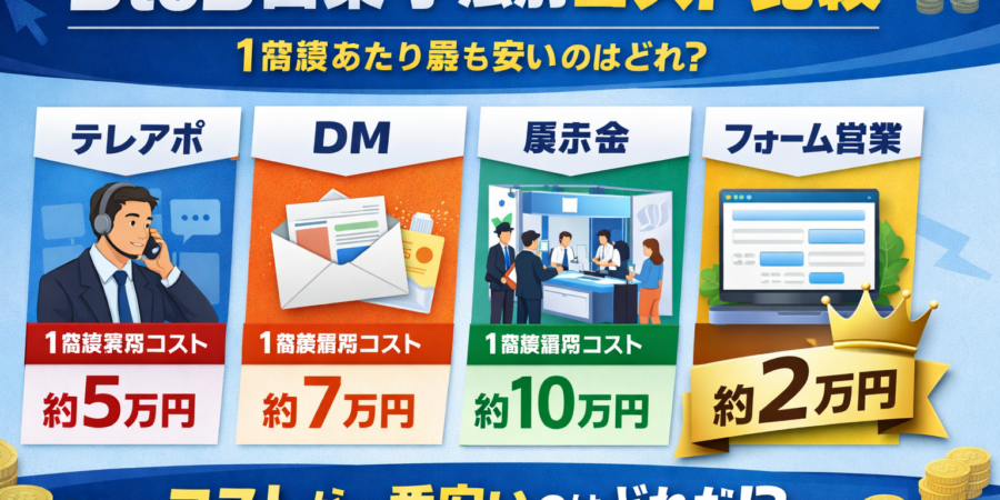 BtoB営業の手法別コスト比較｜テレアポ・DM・展示会・フォーム営業、1商談あたり最も安いのはどれか
