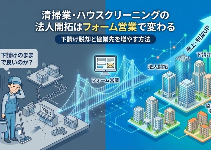 清掃業・ハウスクリーニングの法人開拓はフォーム営業で変わる|下請け脱却と協業先を増やす方法