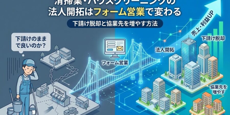 清掃業・ハウスクリーニングの法人開拓はフォーム営業で変わる｜下請け脱却と協業先を増やす方法